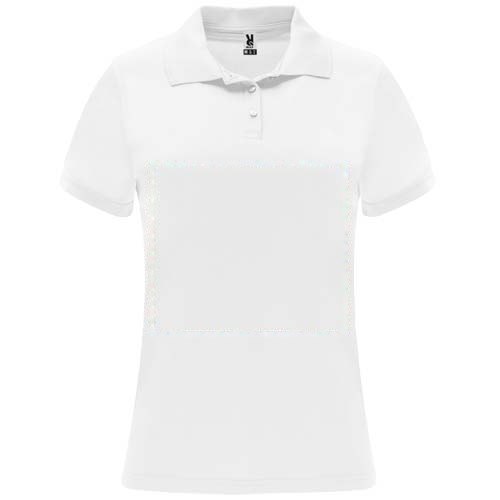 Monzha 150 g/m² sportpolo met korte mouwen voor dames — drukvlak impact volledige voorzijde