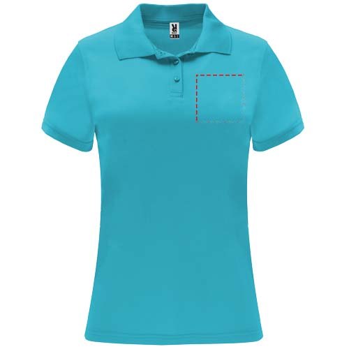 Monzha 150 g/m² sportpolo met korte mouwen voor dames — drukvlak linker borst
