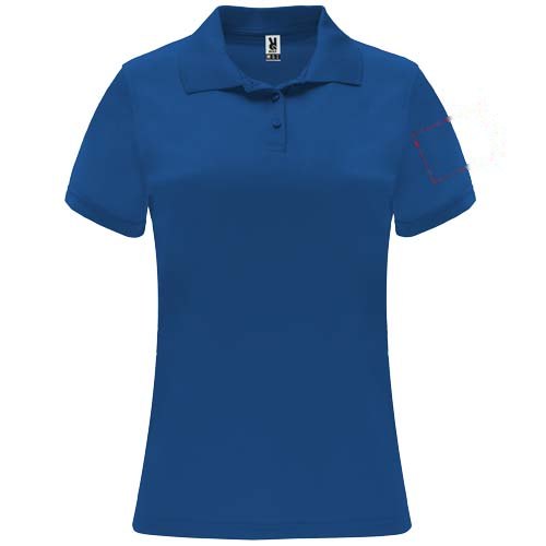 Monzha 150 g/m² sportpolo met korte mouwen voor dames — drukvlak linker bicep