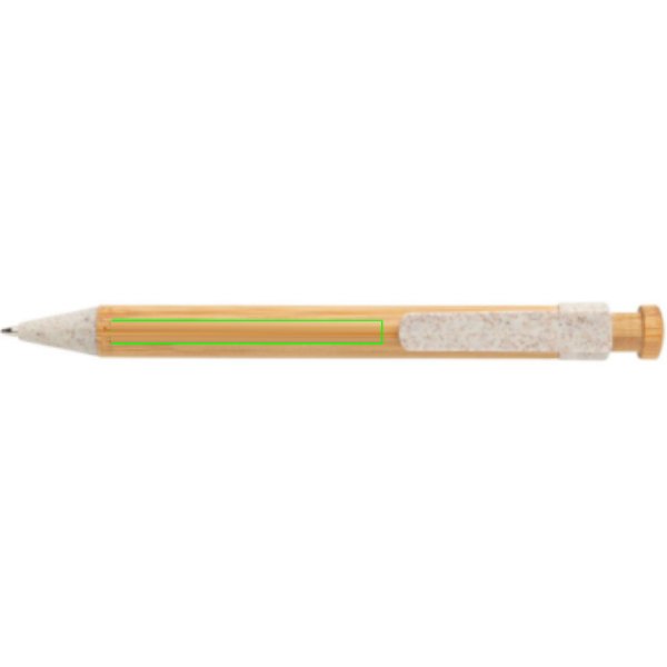 Bamboe pen met tarwestro clip — drukvlak voor de clip
