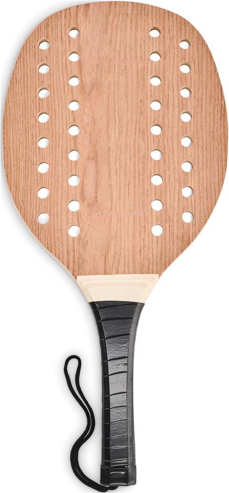 PALAS - Rozenhout strand tennis set — drukvlak racket 1 zijde 2