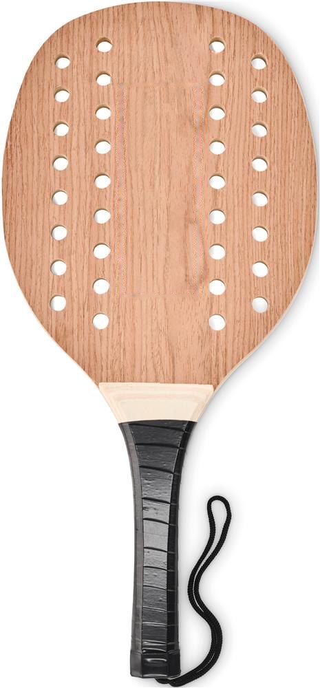 PALAS - Rozenhout strand tennis set — drukvlak racket 1 zijde 1