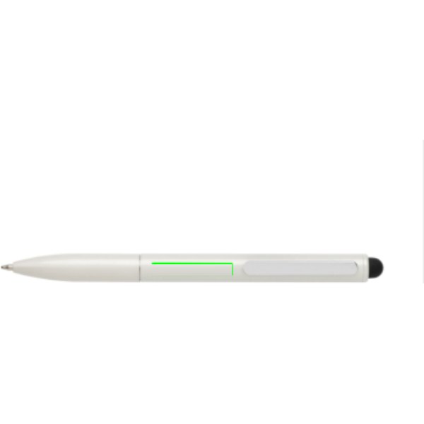Kymi RCS-gecertificeerde gerecycled aluminium pen met stylus — drukvlak voor de clip
