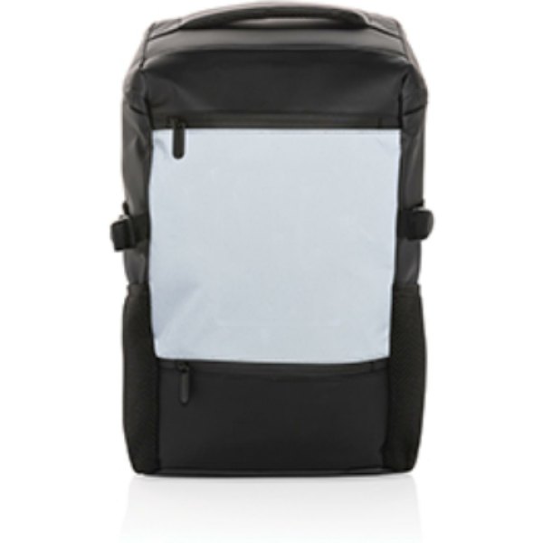 PU high visibility easy access 15.6" laptoprugzak — drukvlak artikel voorzijde midden