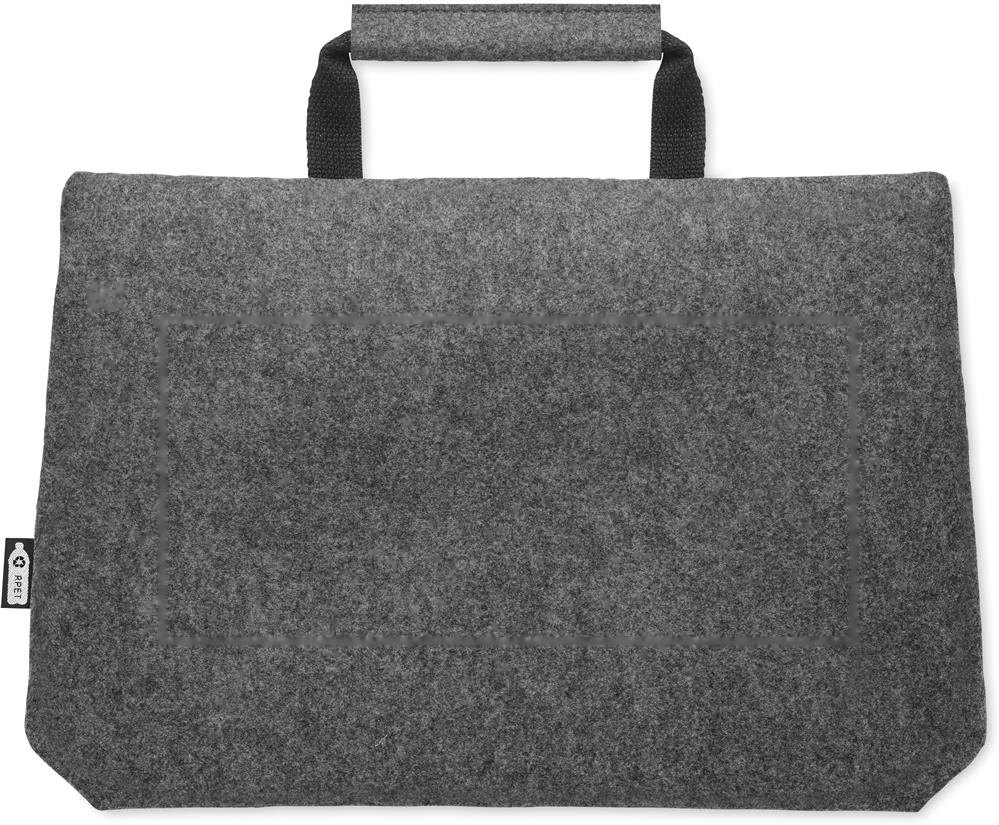 TAPLA - RPET vilt laptop tas met rits — drukvlak achterzijde