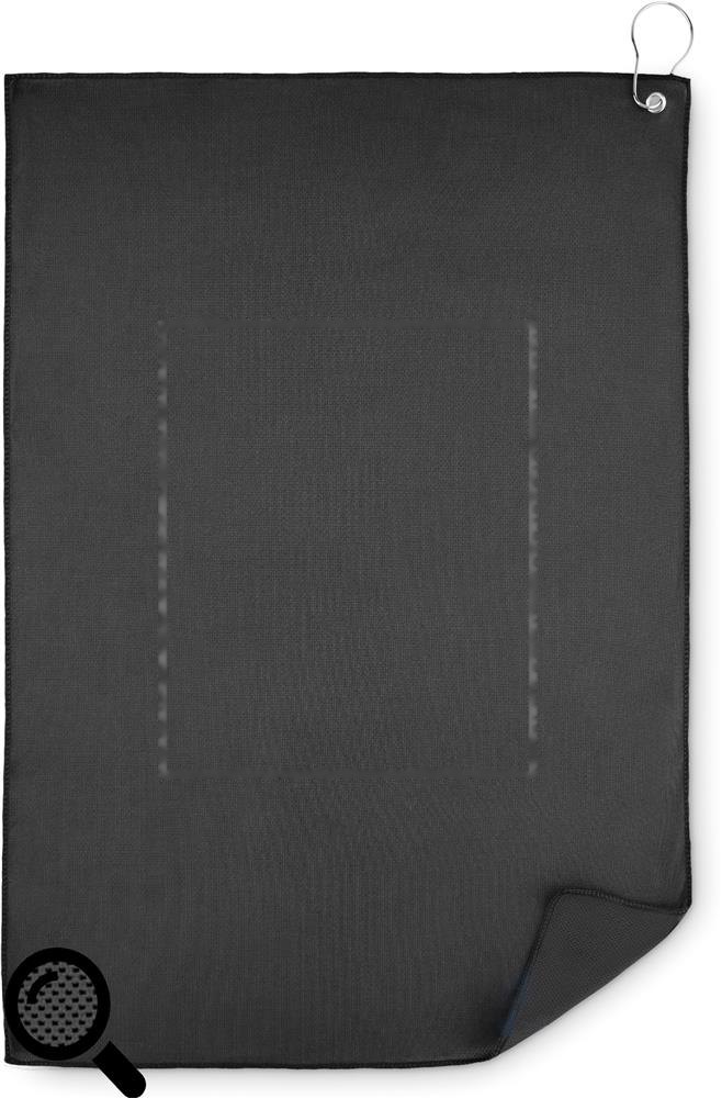 TOWGO - RPET golfhanddoek met hanger — drukvlak voorzijde textured e
