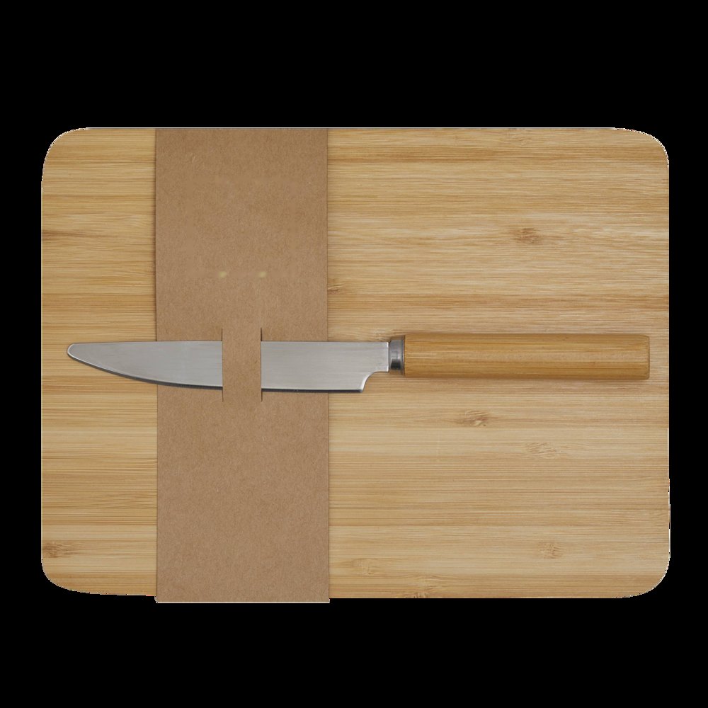 MINI BAMBOO - Bamboe houten snijplank — drukvlak op carton banderole