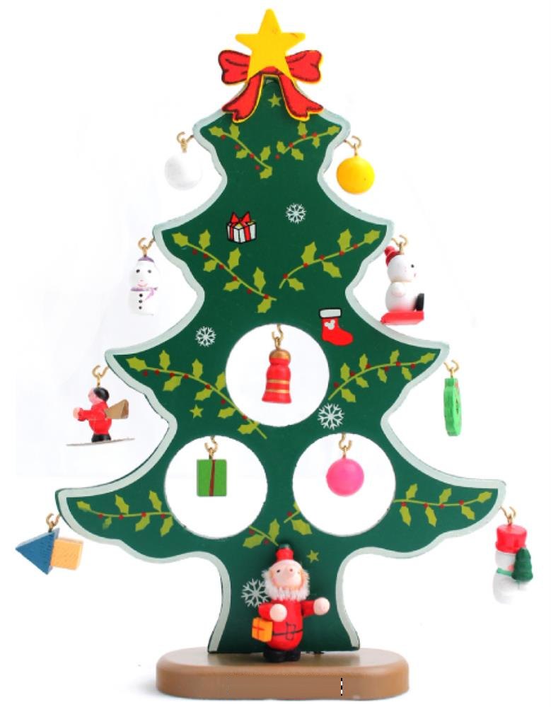 WOODTREE - Houten kerstboom met decoratie — drukvlak onderkant