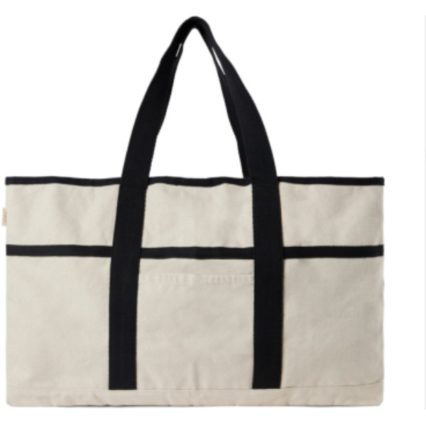 VINGA Volonne AWARE™ recycled canvas strandtas — drukvlak artikel voorzijde rechts
