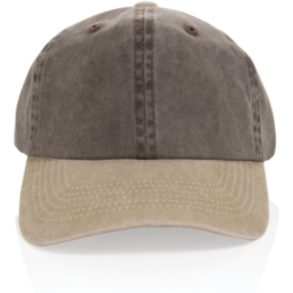 BEAU AWARE™ Washed 6 panel 270gsm cotton twill two tone cap — drukvlak artikel voorzijde rechts