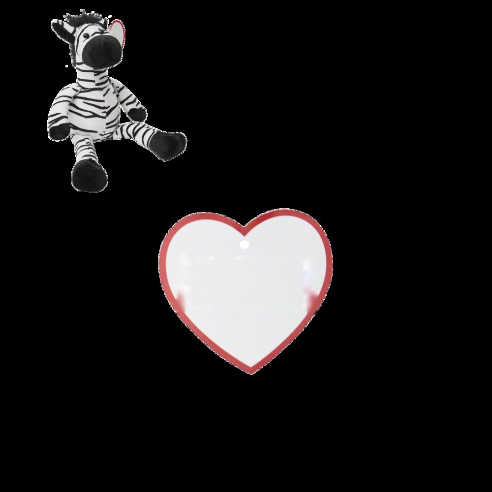LORENZO - Pluche zebra — drukvlak op het papieren hartje