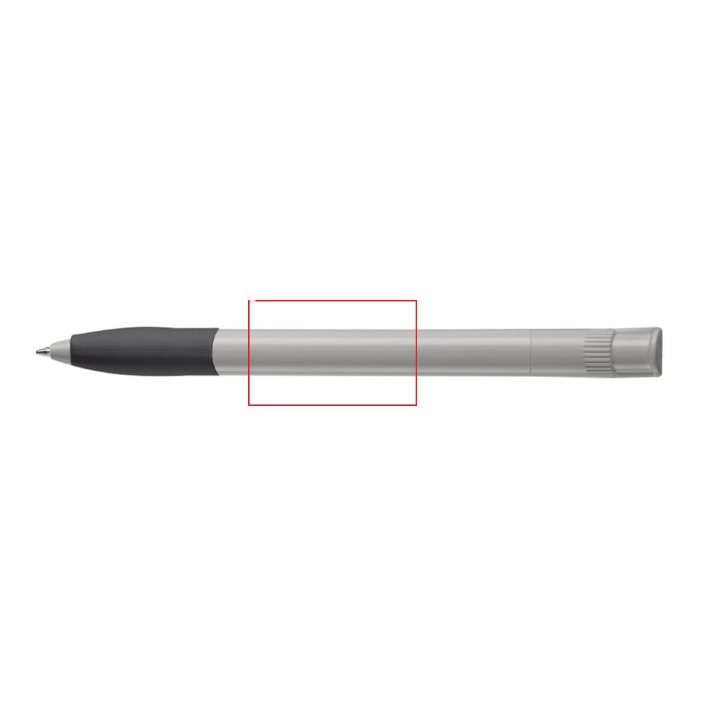 Balpen Apollo recycled met grip — drukvlak 180 graden van de clip