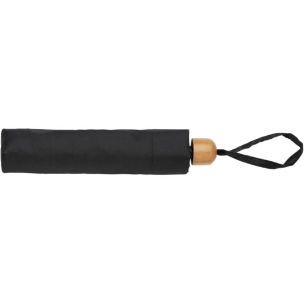 20.5" Impact AWARE™ RPET 190T pongee bamboe miniparaplu — drukvlak etui