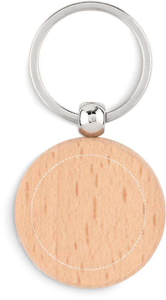 TOTY WOOD - Houten sleutelhanger rond — drukvlak op de achterzijde