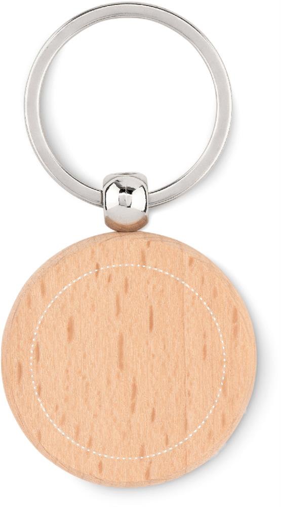 TOTY WOOD - Houten sleutelhanger rond — drukvlak op de voorzijde