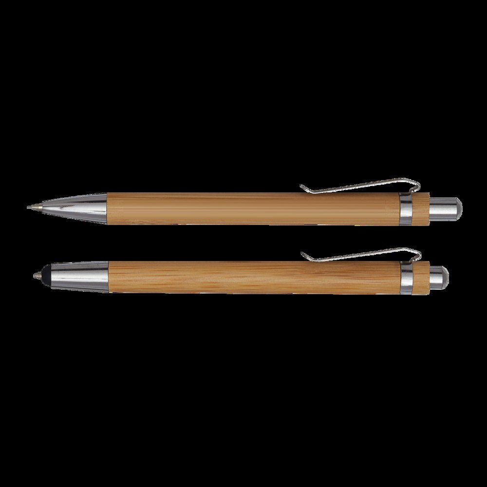 DOUBLE BAMBOO - Schrijfset — drukvlak op de links zijde van de clip van de pencil