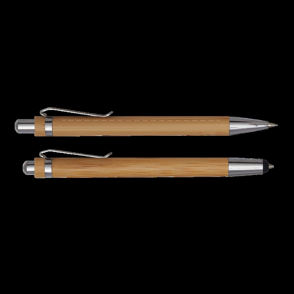 DOUBLE BAMBOO - Schrijfset — drukvlak op de rechts zijde van de clip van de pencil