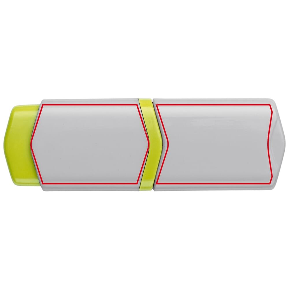 Mini tekstmarkers set van 4 — drukvlak tekstmarker geel zijde 1