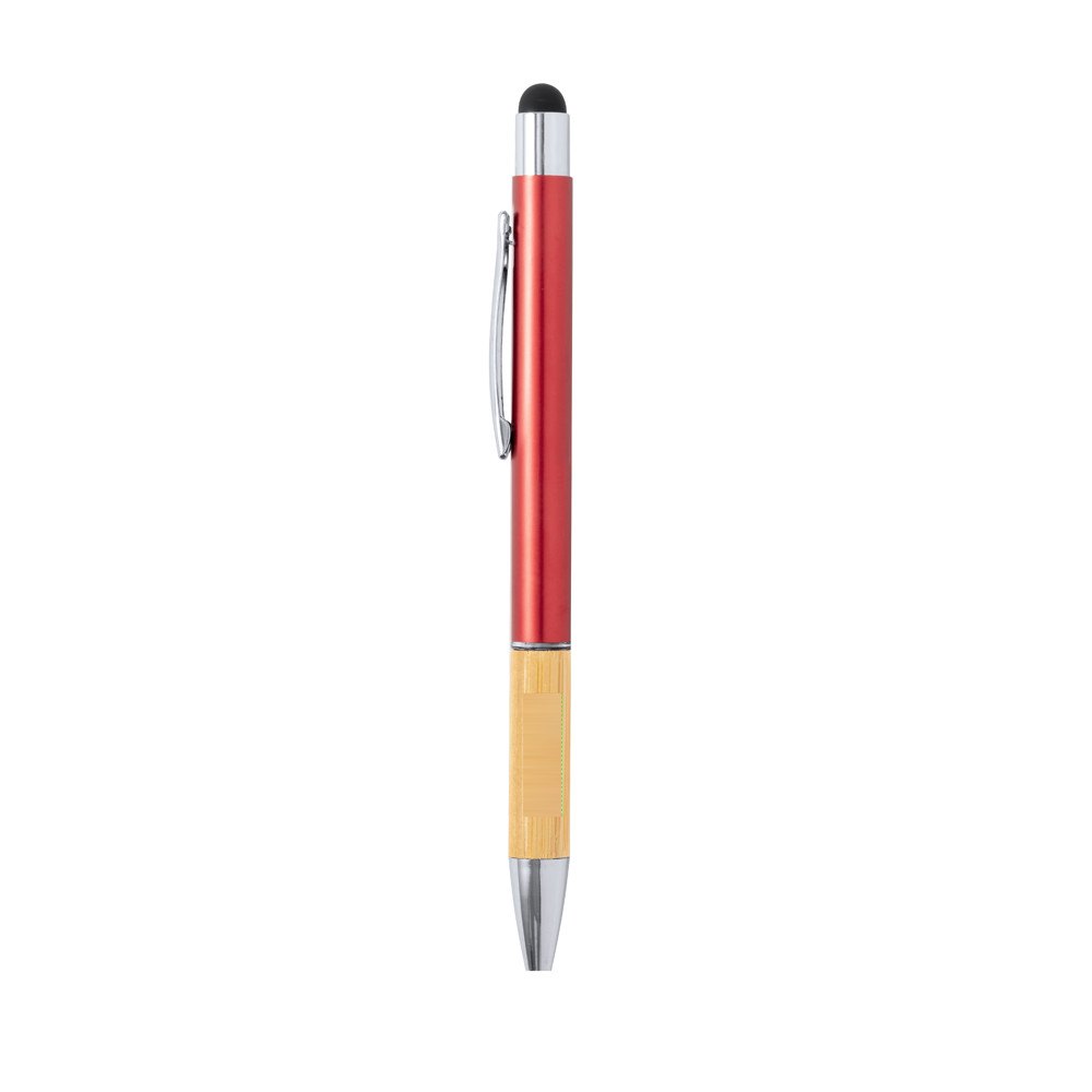 Touch-Screen Balpen Piket — drukvlak bamboe grip naast clip