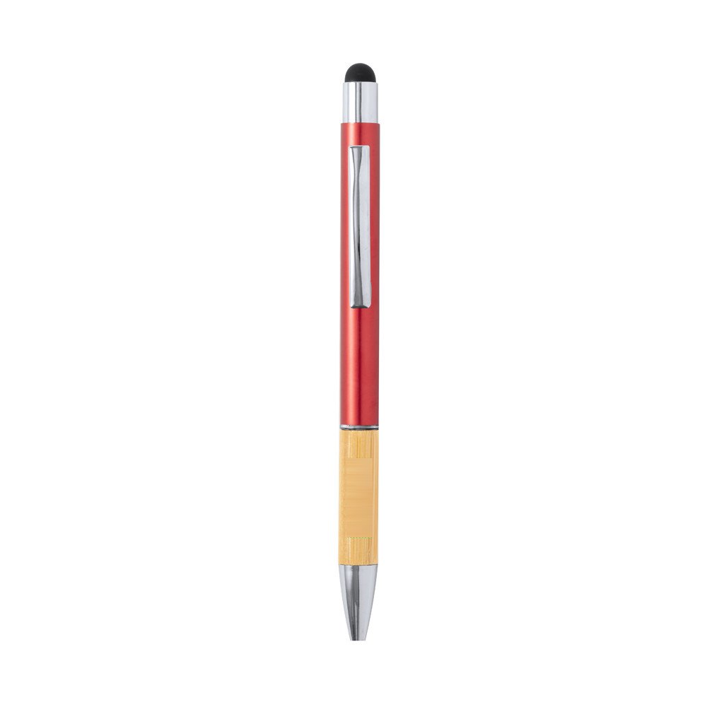 Touch-Screen Balpen Piket — drukvlak bamboe grip onder clip