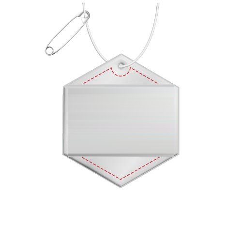 RFX™ H-12 zeshoekige reflecterende TPU hanger — drukvlak voorkant (op reflecterende laag)