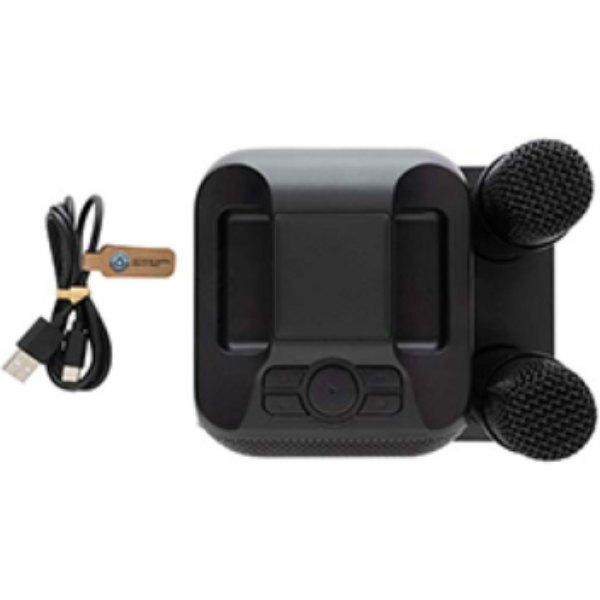 Singvibe RCS gerecycled plastic karaokeset met 2 microfoons — drukvlak artikel bovenzijde