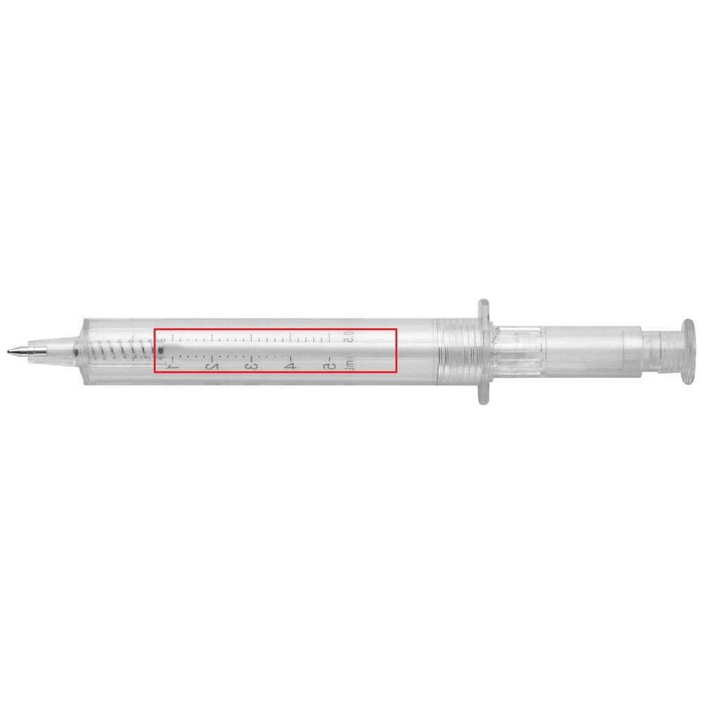 Injectiespuitpen transparant — drukvlak op de houder