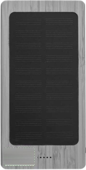 Powerbank Joan | Bamboe | Zonne-energie | 8000 mAh — drukvlak voorzijde onder