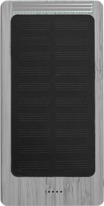 Powerbank Joan | Bamboe | Zonne-energie | 8000 mAh — drukvlak voorzijde boven