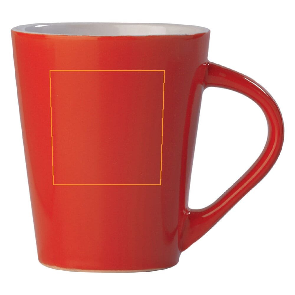 Mok Nice Helderrood 270ml — drukvlak links van het handvat