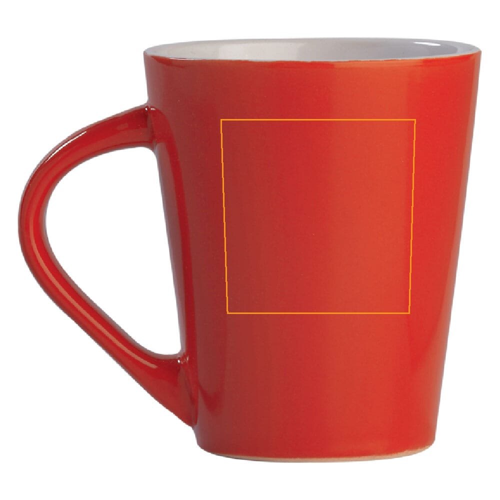 Mok Nice Helderrood 270ml — drukvlak rechts van het handvat