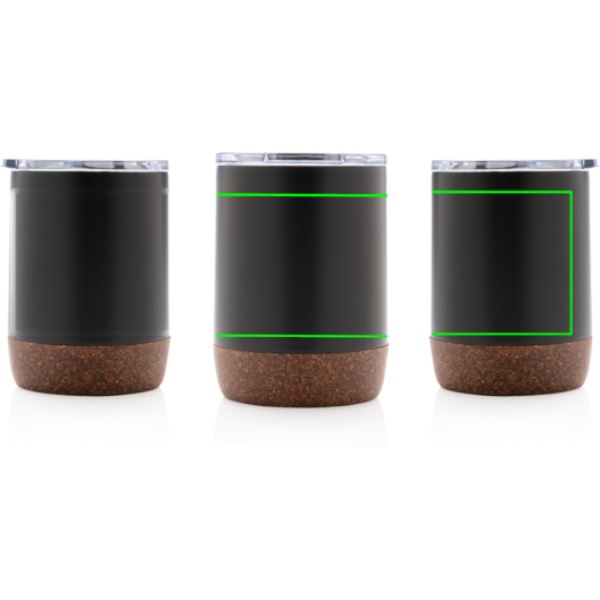 RCS gerecycled roestvrijstalen koffiebeker met kurk — drukvlak artikel