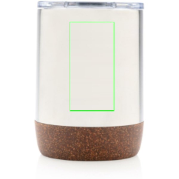 RCS gerecycled roestvrijstalen koffiebeker met kurk — drukvlak artikel voorzijde