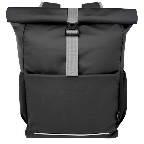 Aqua GRS gerecyclede waterbestendige 15 inch roll-top fietstas 20 l — drukvlak voorzijde