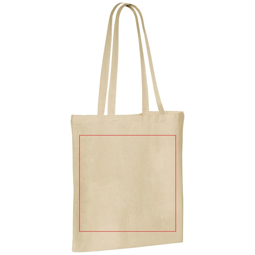 Schoudertas katoen OEKO-TEX® 140g/m² 38x42cm — drukvlak voorzijde, schuin