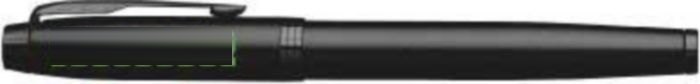 Parker IM Monochrome PVD rollerball — drukvlak naast de clip linkshandig