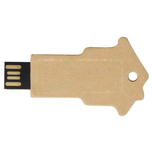 Huisvormige USB 2.0 van gerecycled papier — drukvlak voorzijde