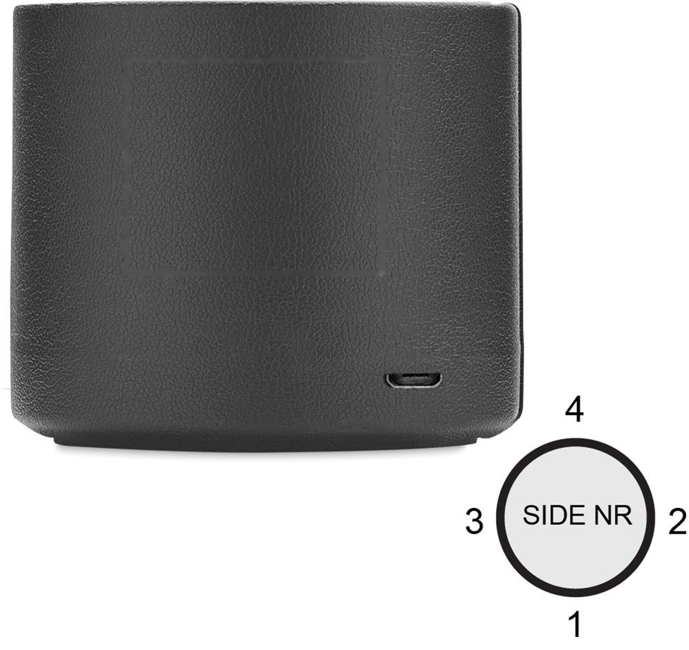 GAMA - Gerecycled PU luidspreker — drukvlak boven de usb-poort