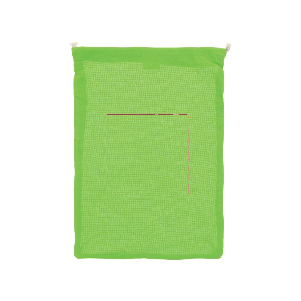 Herbruikbaar groente & fruit zakje OEKO-TEX® katoen 30x40cm — drukvlak midden op voorzijde