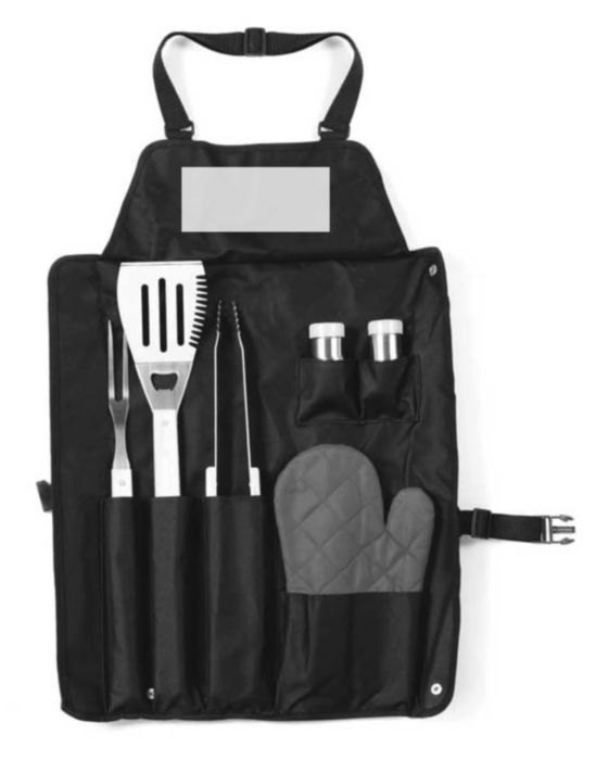 Barbecueset Hugo | Rvs | Schort — drukvlak bovenzijde