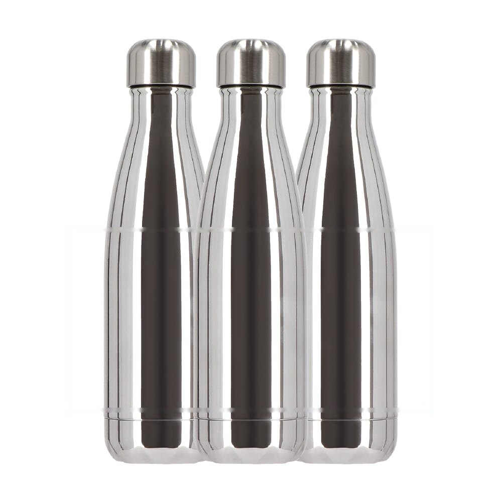 Sagaform Nils stalen fles Chroom 500 ml — drukvlak rondom
