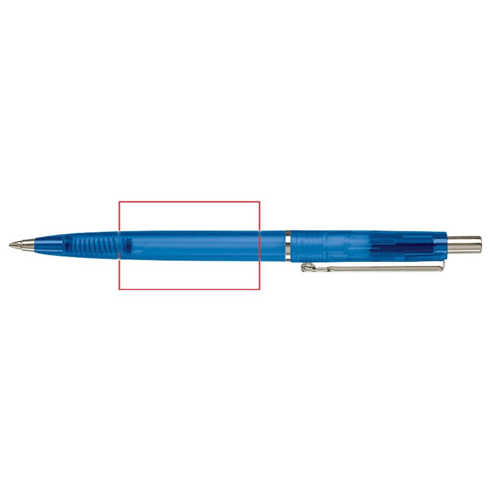 Balpen 925 DP transparant — drukvlak 270 graden van de clip
