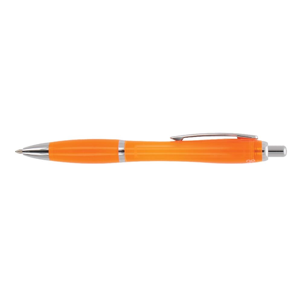 Balpen Hawaii transparant Ocean Bound Plastic — drukvlak 90 graden van de clip