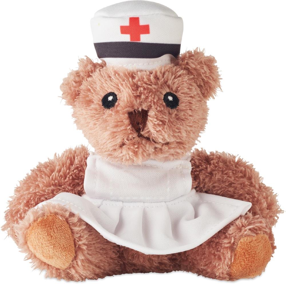 NURSE - Pluche teddybeer verpleegster — drukvlak voorzijde