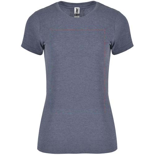 Fox 150 g/m² damesshirt met korte mouwen — drukvlak impact volledige voorzijde