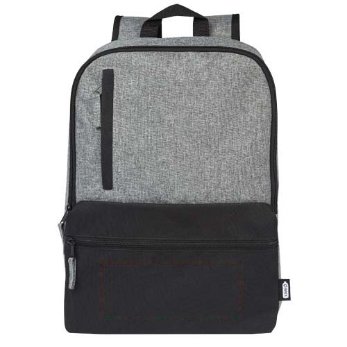 Reclaim GRS gerecyclede tweekleurige 15" laptoprugzak 14 L — drukvlak voorzijde