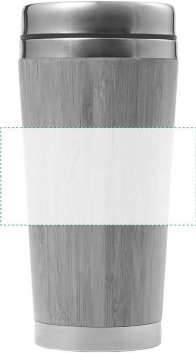Reisbeker Sabine | Bamboe en rvs | 400 ml — drukvlak rondom
