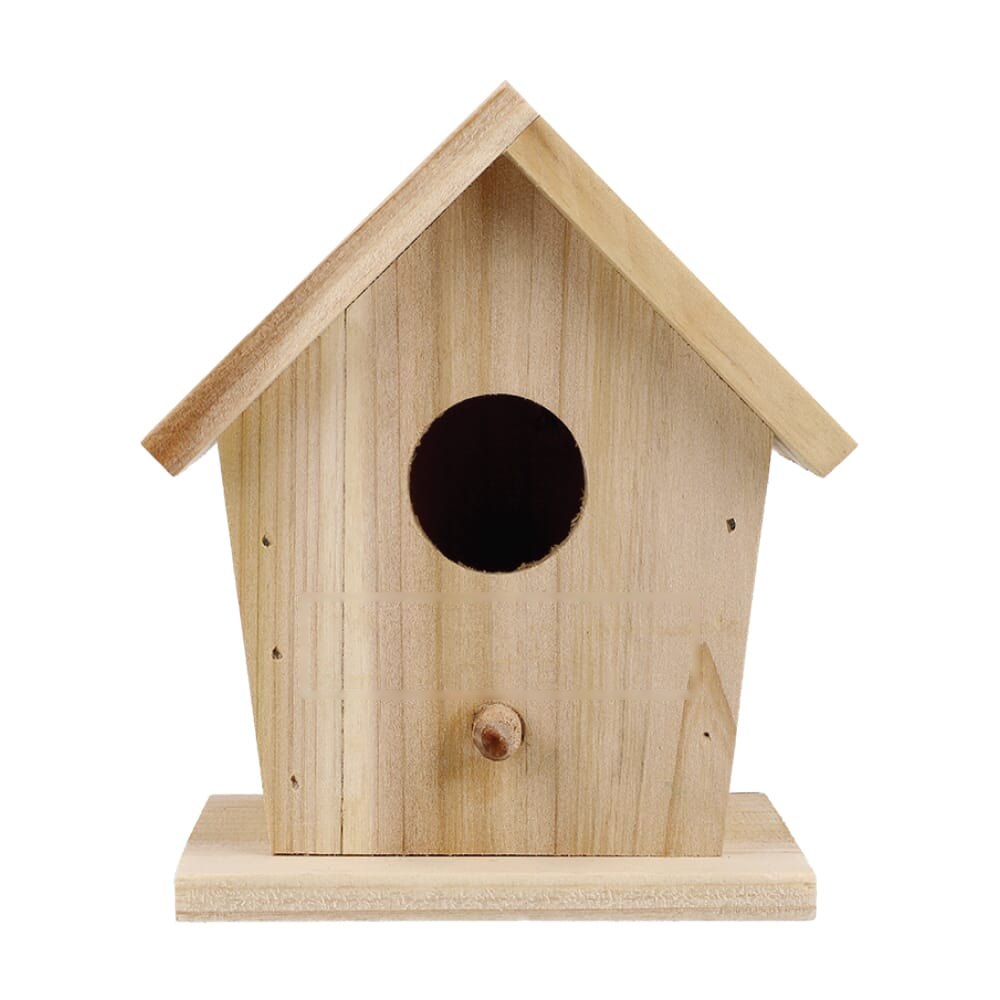 Klein vogelhuisje van FSC-hout — drukvlak voorzijde