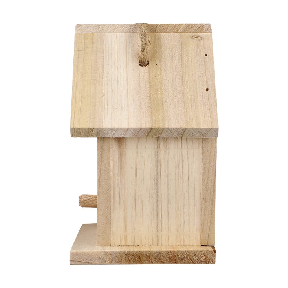 Klein vogelhuisje van FSC-hout — drukvlak rechterzijde