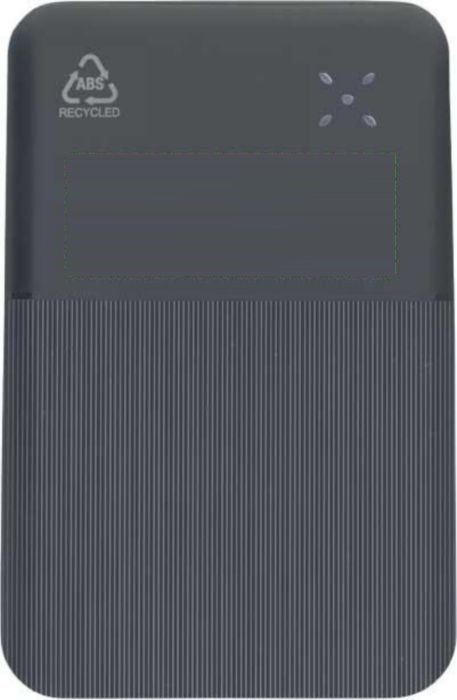 Gerecycled ABS powerbank Tavi — drukvlak voorzijde